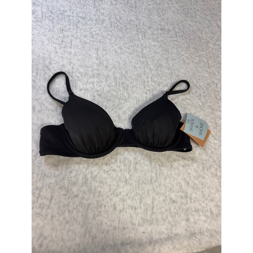 Shade & Shore Womens Black Underwire Bikini Top 36B Removable Pads 238 24 0029